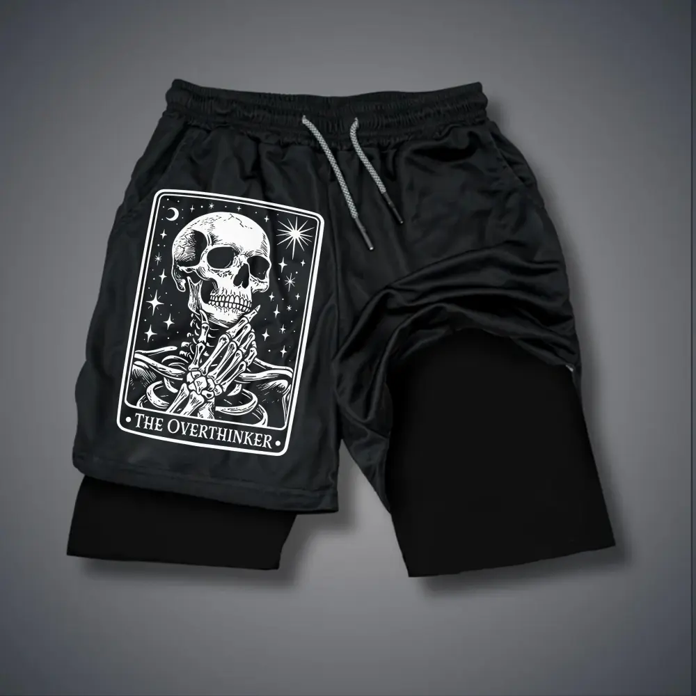 80s 90s Double-Layer Sports Shorts Graphic Shorts Black Camo Streetwear Shorts Men Outfits Men Vacation Outfits Shorts