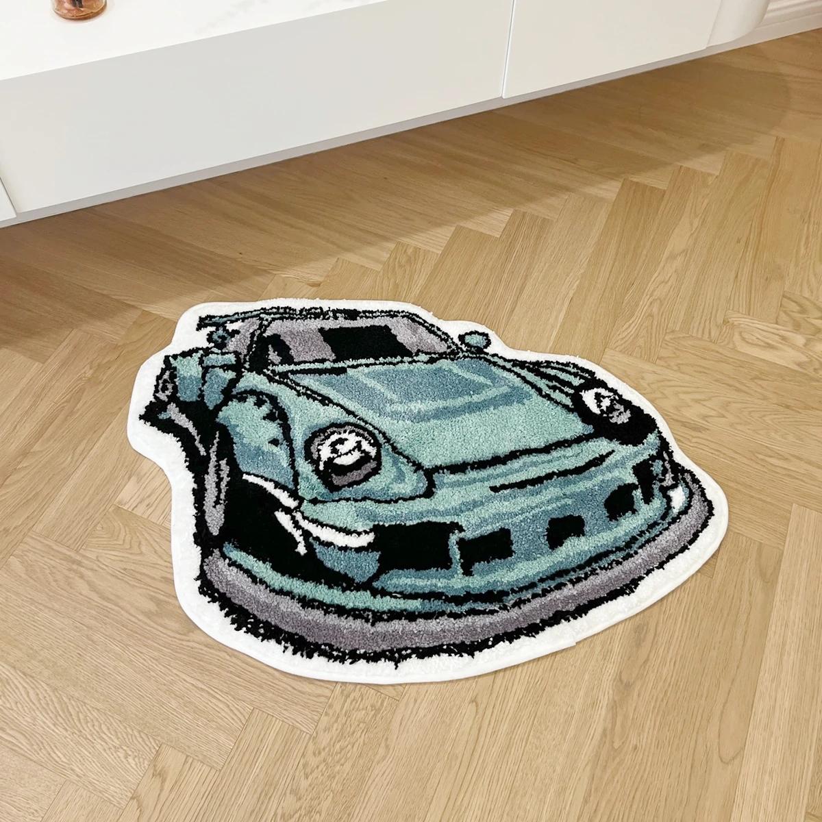 Cartoon Car Shaped Floor Mat, 1 Count Entrance Non-slip Tufting Rug, Fluffy Rug, Shaggy Rug, Decorative Area Rug for Home Living Room Bedroom, Halloween Decor, Durable Area Rugs