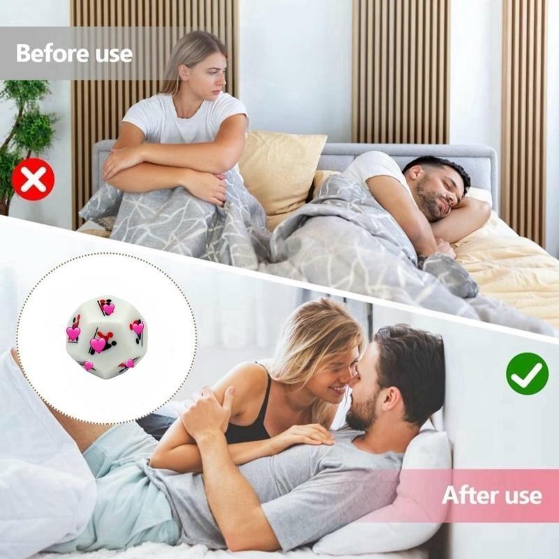 5 pieces of 12-sided romantic couple dice, perfect for date nights, an ideal Valentine's Day gift and wedding accessory, and an interactive game to enhance couple relationships.