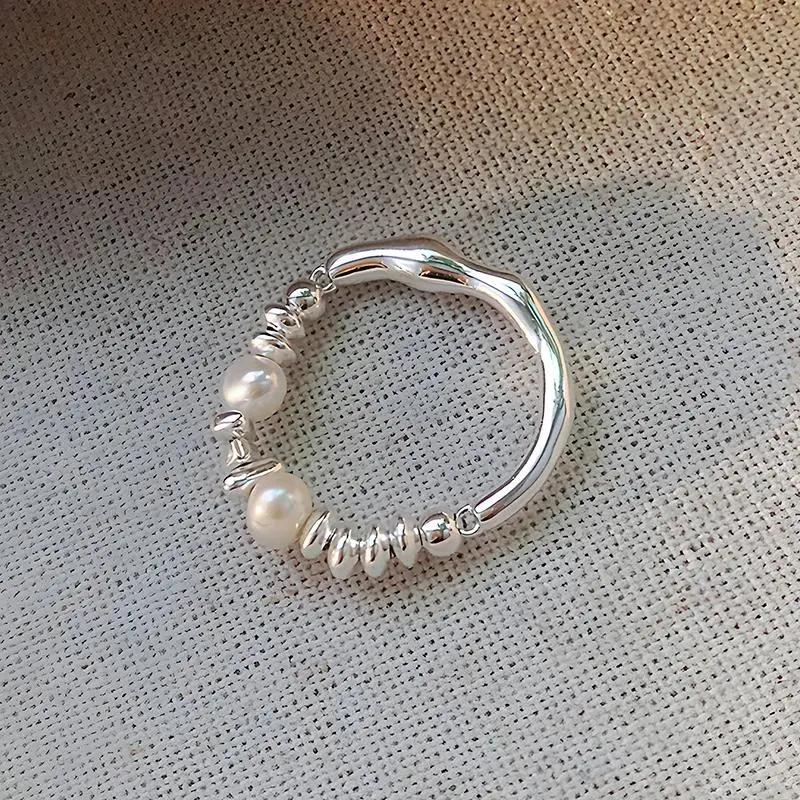 2025 New 925 Sterling Silver Rings For Women Freshwater Pearl Engagement Wedding Adjustable Ring Luxury Jewelry Birthday Gift