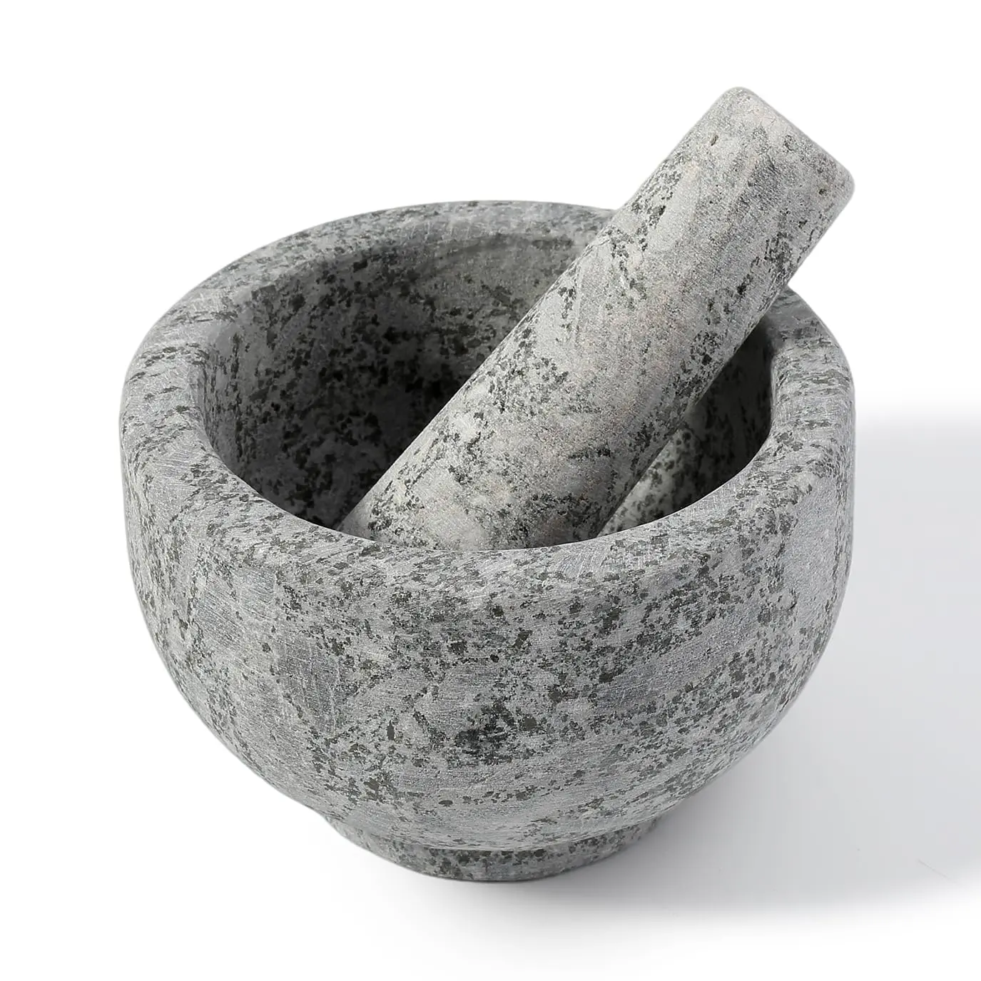 Natural Marble Mortar and Pestle Set, 5" Heavy Duty Granite Grinder for Kitchen, Guamole, Salsa, Pill Crusher, Spice, Herb, Marble Bowl for Kitchen Counter, Granite Spice Grinder Bowl