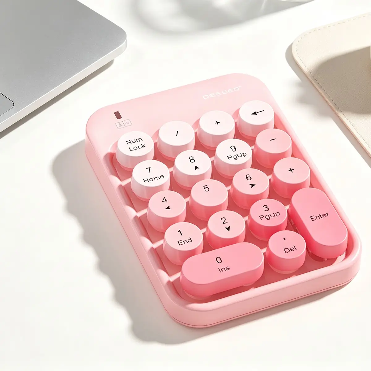 GEEZER 631AG 2.4G Wireless Numeric Keypad, Gradient Retro Round Keycaps External Number Pad for Laptop Desktop Finance Office