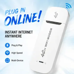 Portable 4G LTE WiFi Hotspot USB Modem 150Mbps Stable WiFi5 Signal Built in Encryption Chip Secure Private Network Plug And Play No Broadband Needed For European Travel Rent House Outdoor Camping Remote Work