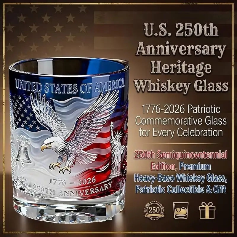 Cross-border 250th anniversary glass whiskey bourbon glass personality pattern foreign wine glass Flying Eagle Cup Whisky Glass
