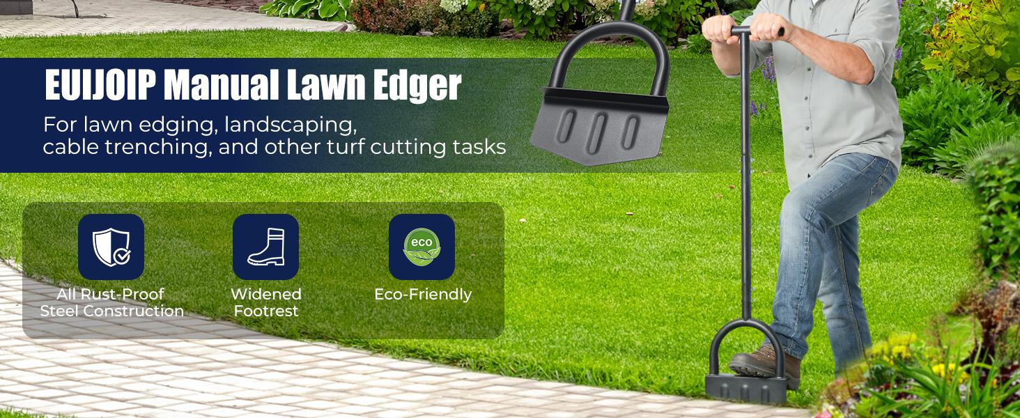 Heavy-Duty Manual Grass Edger Tool - 39 Inch Half Moon Lawn Edger with ...