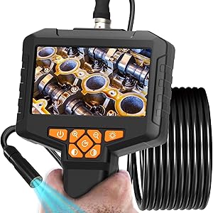 Inspection Endoscope, Industrial Borescope Camera with 4.3" IPS Screen, 1920P HD Snake Camera with 8 LED Lights, 16.5FT Semi-Rigid Cord Bore Scope - Cool Gadgets Tool