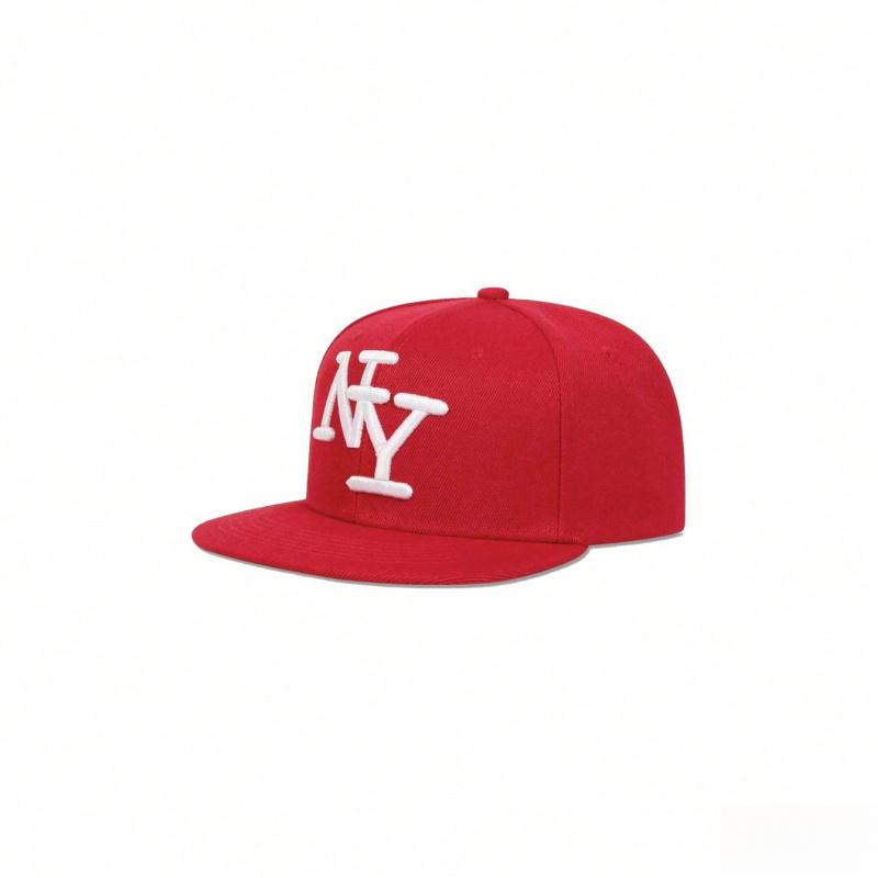 Flat-brim baseball cap with 3D NY embroidery, fully enclosed flat-brim cap, unisex, suitable for street dance, large head circumference hat
