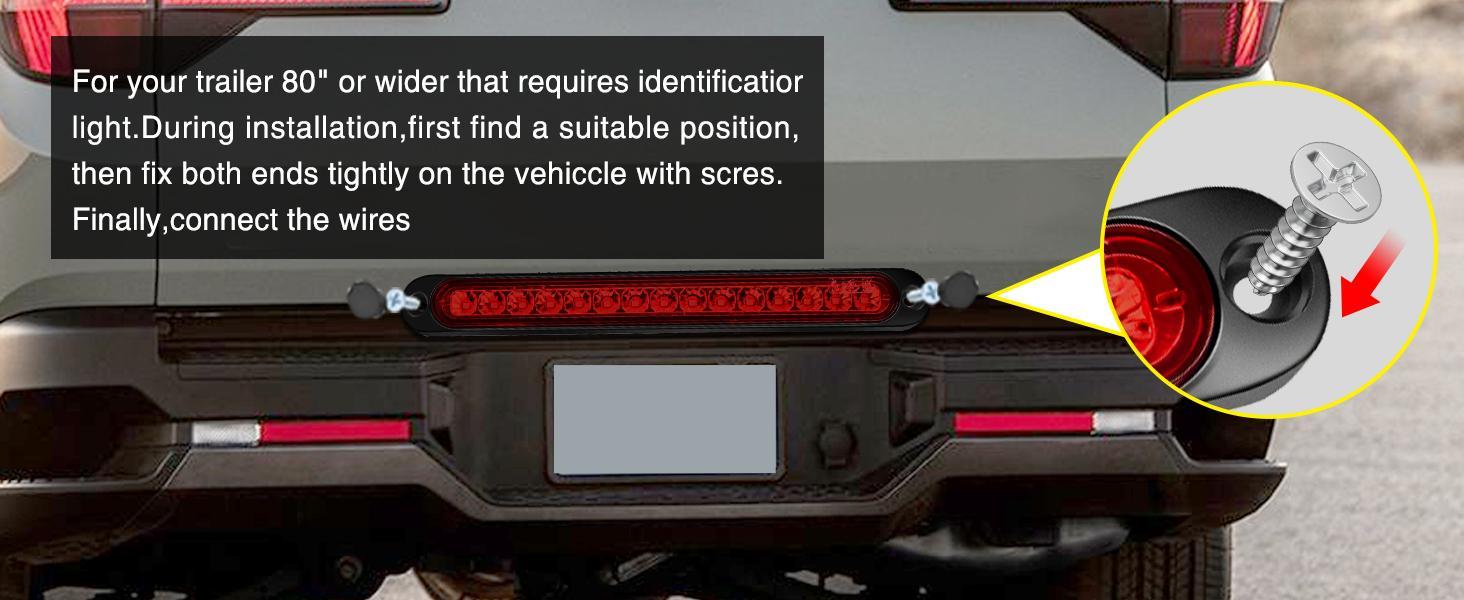 Nilight 2PCS 10-Inch 15 LED Red Trailer Light Bar for Park Stop Turn Tail Brake Lights IP67 Waterproof Marker ID Clearance Strip for Truck Golf Cart Pickups Boats