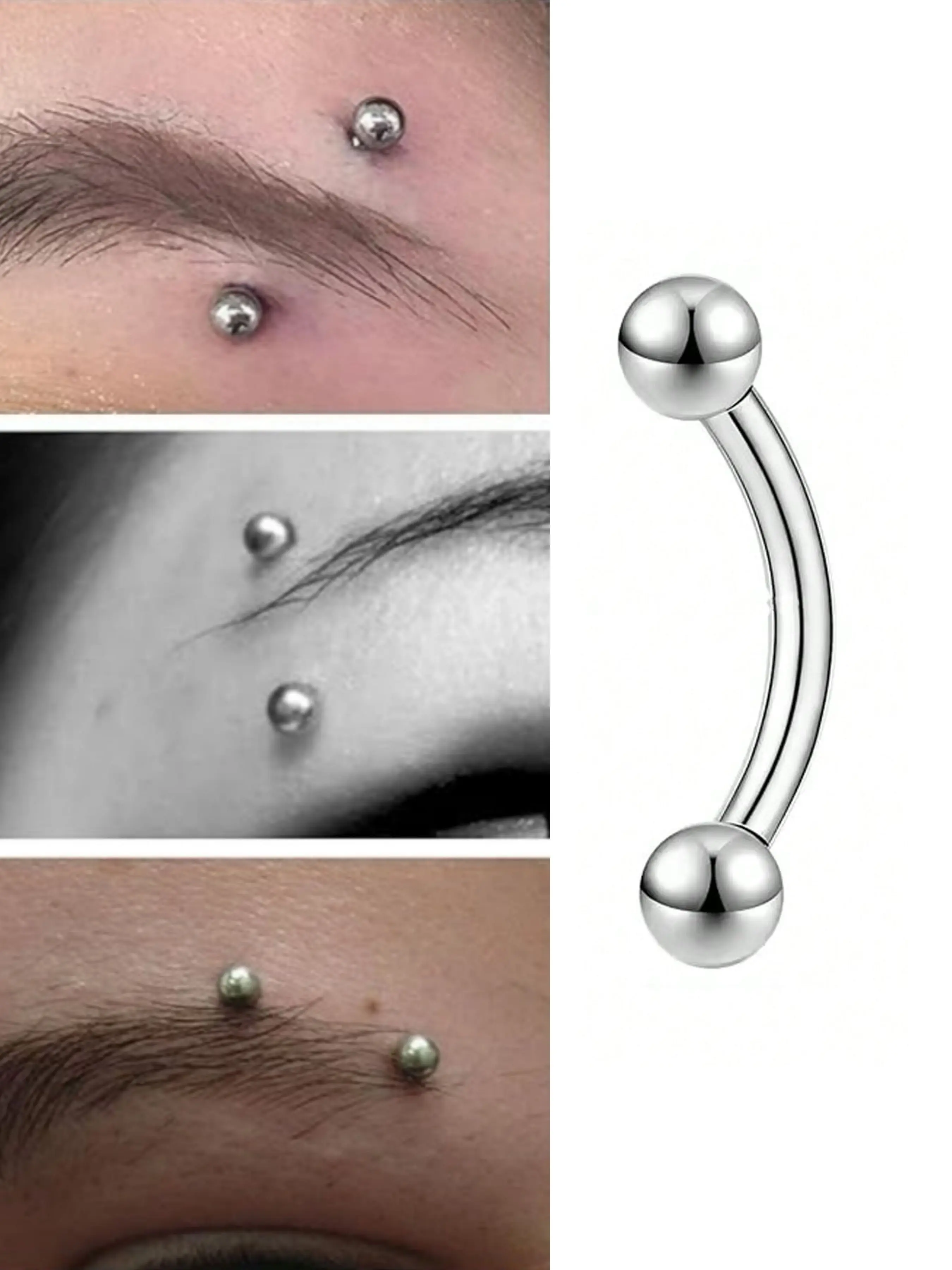 1pc 16G Stainless Steel Belly Button Ring 6/8/10/12mm Curved Navel Rings Helix Cartilage Piercings Jewelry Body Jewelry Accessory Eyebrow Rings Labret Stud Lip Piercing