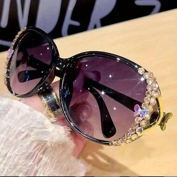 2026 New Arrival 3-Piece Women’s Half-Frame Glasses – Purple Gradient Lenses Rhinestone Decor for Party & Daily Wear, TikTokShopBlackFriday Christmas 2026 Upgrade Version 3-Pack Women’s Rhines
