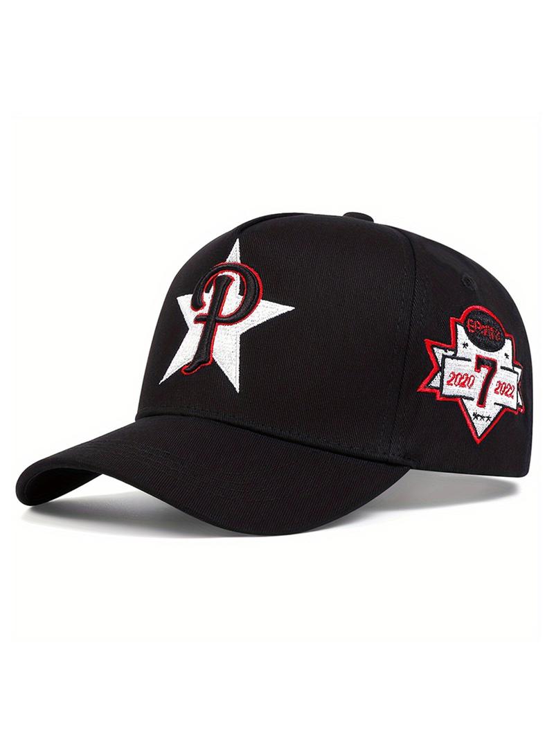 Five-pointed Star & Letter Embroidering Baseball Cap, Outdoor Sun Protection Hat, Adjustable Casual Trucker Hat for Men & Women, Fashion Accessories for Daily Wear
