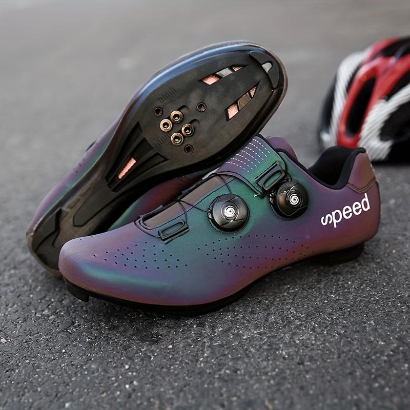 [Sneakers] Men'S Professional Cycling Shoes Rotary Buckle Solid Color Luminous Color Changing Cycling Shoes Mountain Road Bike Shoes Lock Bottom Women'S Professional Cycling Shoes