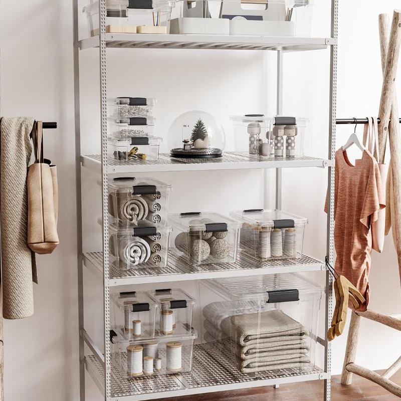 Clear Storage Boxes with Lids 2 Quart Plastic Container Bins for Organizing Stackable Crates BPA Free Non Toxic Odor Free Organizers for Home Office School and Dorm