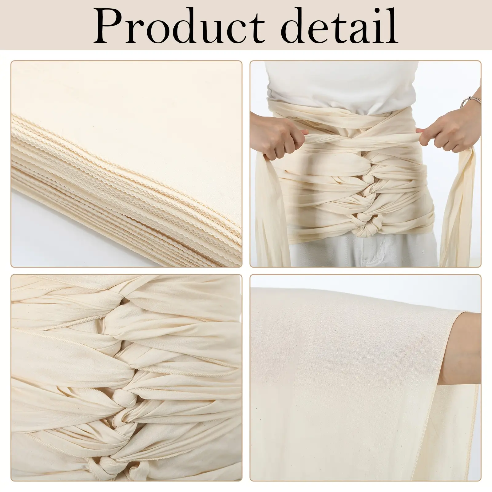 1pc Unbleached Postpartum Belly Binding Wrap - Traditional White Postpartum Belt with Locked Edge & Tie Closure, 17-Yards Long Pregnancy Waist Wrap for Women Postpartum Care