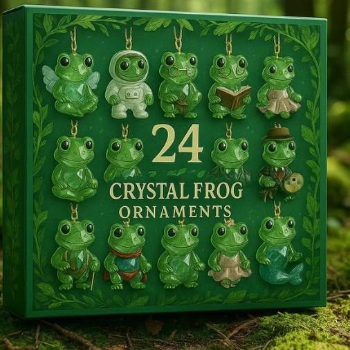 New Enchanted Forest Magic Frog Advent Calendar Blind Box, 24 Days Christmas Countdown Gift Box with Cute Acrylic Frog Charms Keychains, Whimsical Nature Collectible Pendant Set for Kids Teens Adults Frog Lovers, Holiday Surprise Gift for Christmas New Ye