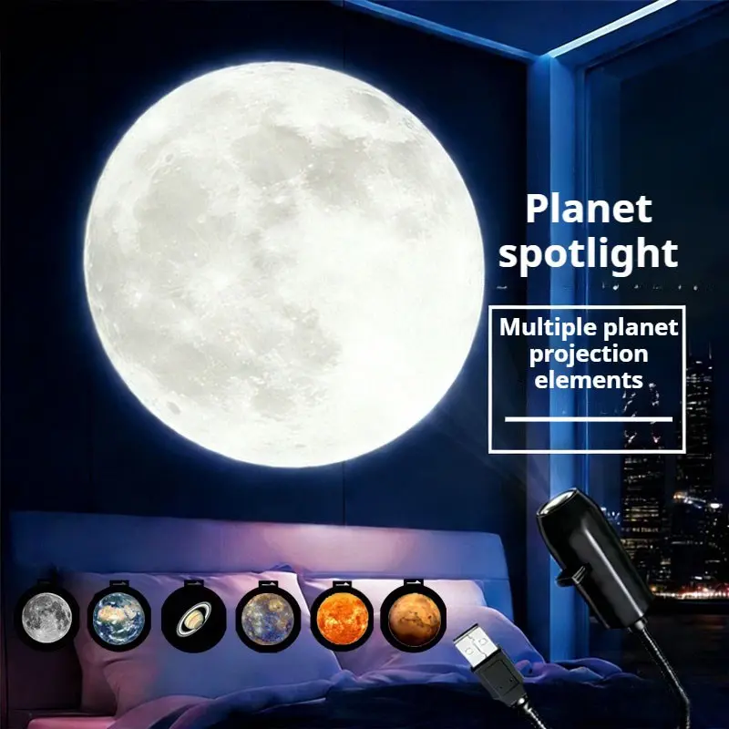 USB Rotating Star Projector Galaxy Night Light, RGB Starry Sky Atmosphere Lamp, 360° Rotation Portable Mood Light for Bedroom Kids Room Party Car Interior Decor