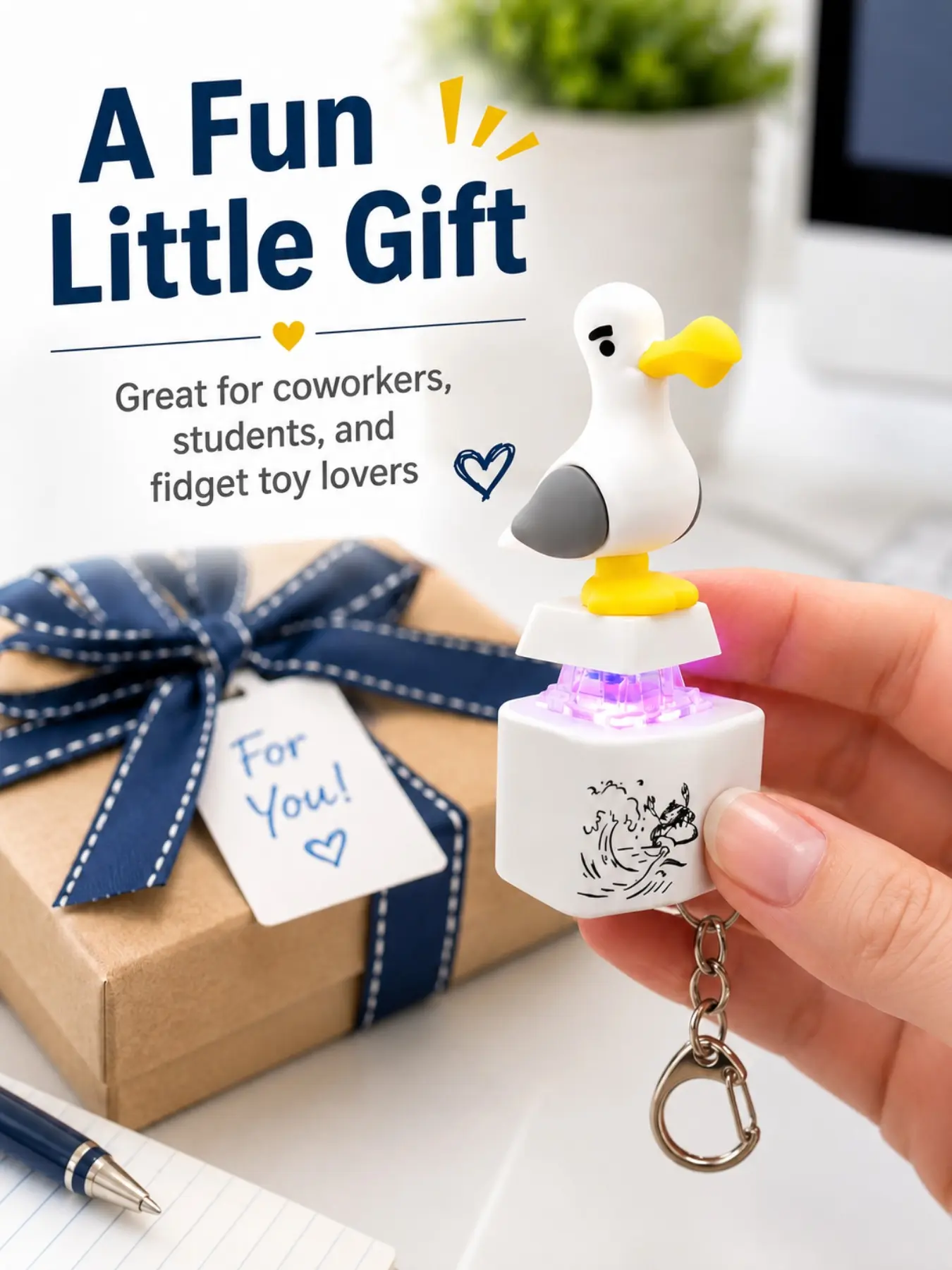 "Mine" Seagull Keychain, Funny Keychain: Light-up, Sound-making, Stress-relieving Bird/Duck Design – Creative Accessory