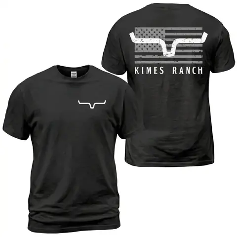 [Graphic Tee] Oversized Two-Sided Western Bull Horn Flag Tee, Lightweight Cotton Vintage Distressed American Flag Graphic Short Sleeve T-Shirt, Black Minimal Country Basic Top, Viral Trendy Ranch Gift For Cowboy & Western Patriotic Culture Lovers