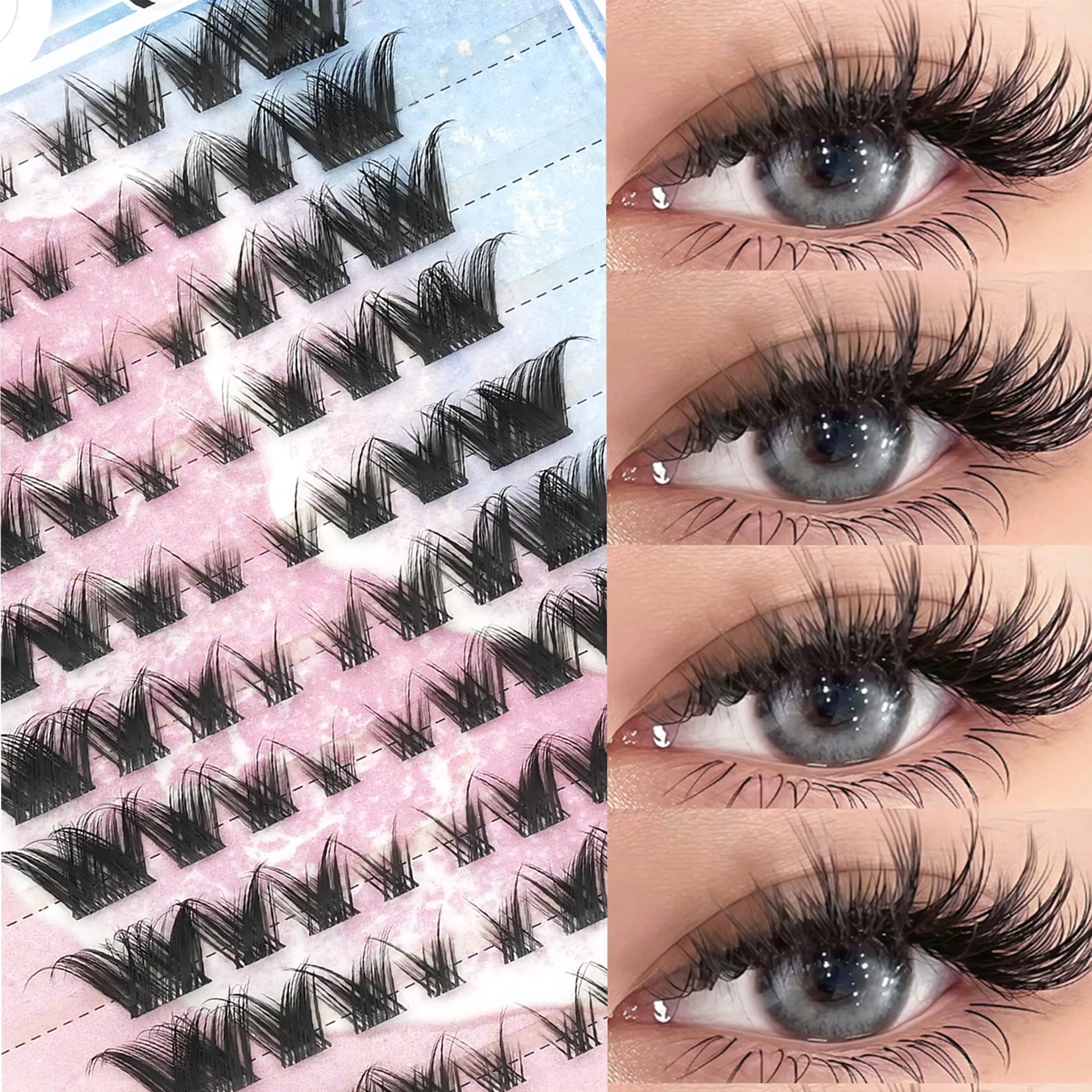 13-Row Clustered Eyelashes, Natural Makeup Look, Cosplay Fake Eyelashes, Synthetic Mink-Like Hair, Thick & Voluminous, Reusable, Comfortable