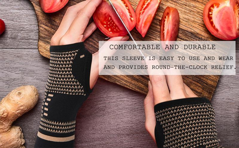 UGEM Copper Wrist Compression Sleeves, Comfortable and Breathable for Arthritis, Workout, Carpal Tunnel, Wrist Support for Women and Men