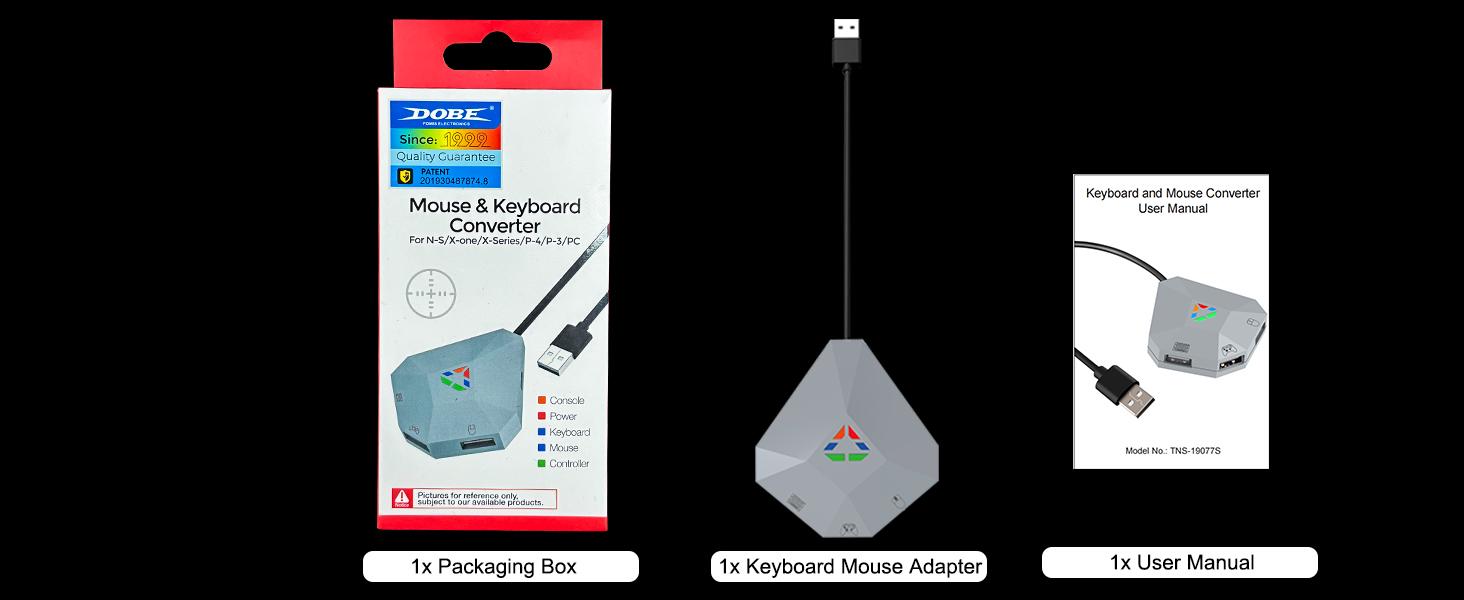 Keyboard and Mouse Adapter for Nintendo Switch, Xbox Series S/X, Xbox One, PS4/PS3, Switch Keyboard Mouse Converter Support Mouses Sensitivity/Aim Speed/Dead Zone Adjustment - Plug and Play