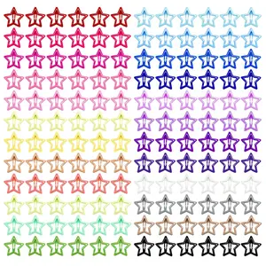 144 Pcs 1.2'' Star Hair Clips - 24 Colors Metal Non-Slip Snap Hair Clips, Colorful Star Clips, Stars Hair Barrettes for Women and Girls