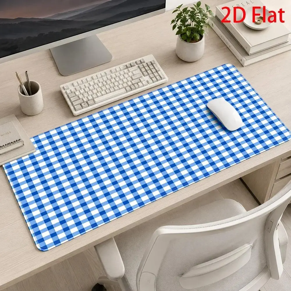 2D flat blue and white checkered mouse pad, easy to clean and wear-resistant, suitable for office and gaming, keyboard pad, desk pad, home study desk mat