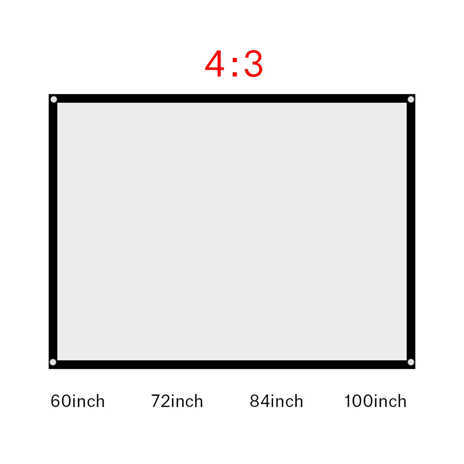 Diagonal 60100 Inch Portable Foldable Noncrease White Projector Curtain Projection Screen 4:3