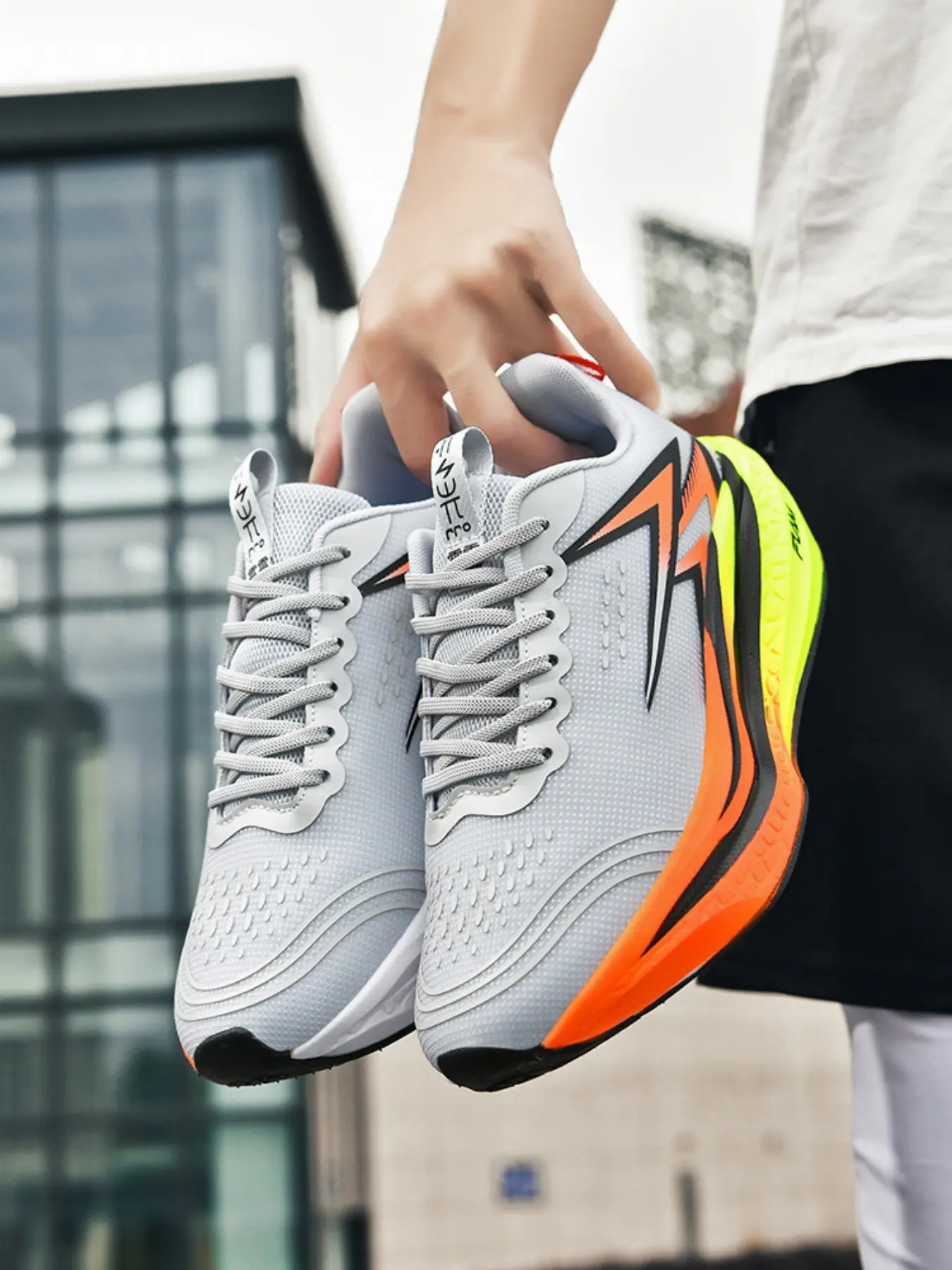 Unisex Carbon Board Running Shoes, Sporty Colorblock Design, PU Leather Upper, Rubber Sole, Ideal for Marathon & Outdoor Runs, Athletic Running Shoes