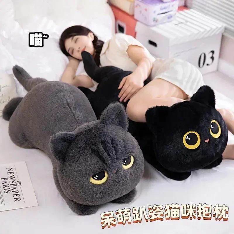 45cm Kawaii Black Cat Stuffed Animal Plushie, Cute Big Cuddly Pillow Cushion, Stress Relief Toy for Kids, Ideal Birthday Gift, Stuffed Animals, Plushies