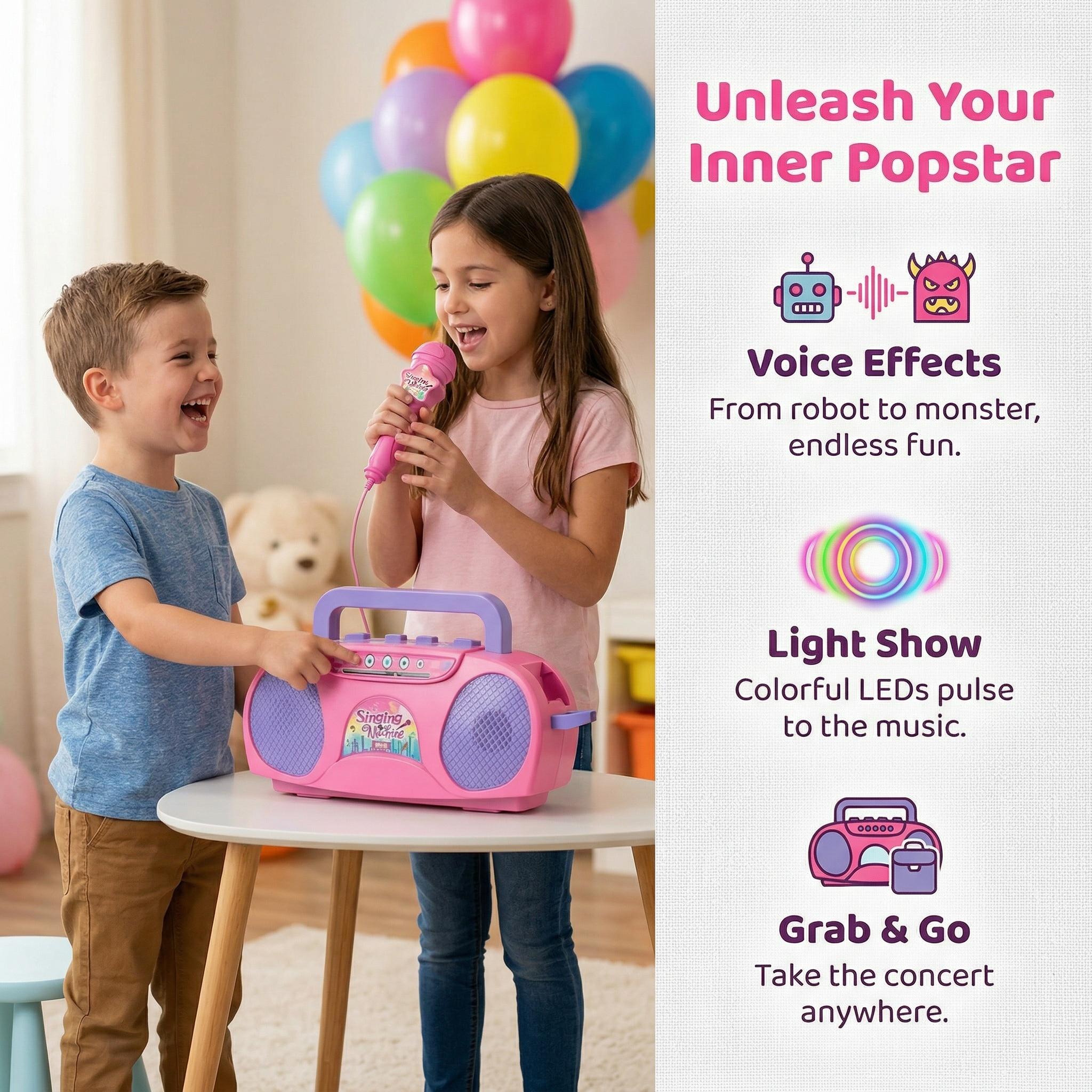 Singing machine toy with microphone, children's singing machine microphone music toy, suitable for boys and girls as birthday and Easter gifts