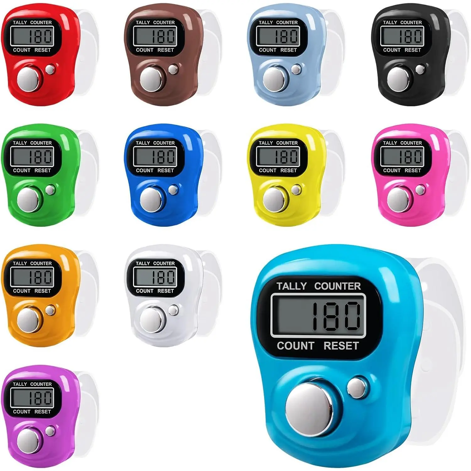 12 Pack  Finger Counter, 5 Digit LCD  Digital Display, Hand Tally Clicker Counter, Digital Handheld Tally Counter, Counting for Golf, Goods Counting, Lap, Knitting