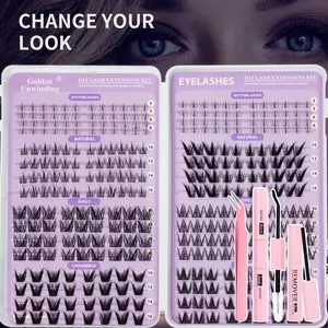 DIY False Lash Extensions, Natural Look with Dense D Curl, Mixed Length, Recyclable, Suitable for Various Makeup Styles, Home Use