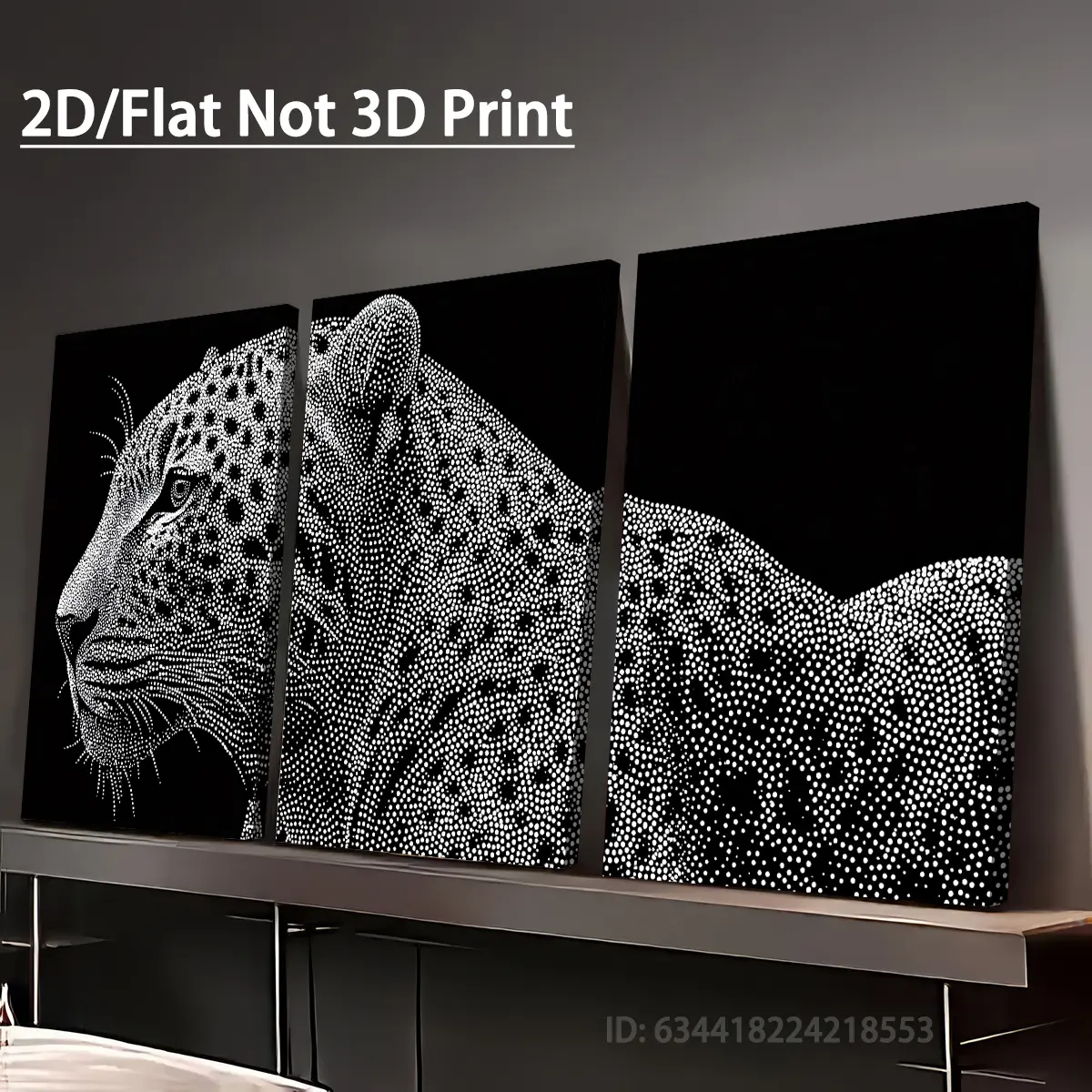 [2D Flat Print] Black and White Cheetah Animal Modern Art, Halloween/Christmas, Framed Canvas Painting and Poster, Ready to Hang, Home Decoration, Wall Art, Room Decoration, High-Definition Print, Holiday Gift, Living Room, Bedroom, Dining Room, Office De