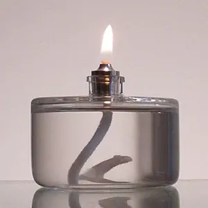 3 oz Refillable Glass Oil Candle with Wick and Holder - Clean Burning for Indoor Use, Outdoor Events - Compatible with Liquid Paraffin or Lamp Oil, Emergency Lighting Option