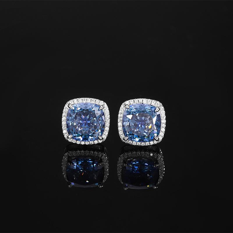 Vintage Simulated Gemstone Blue Oval Cut Jewelry Set for Women Ring Earrings  Necklace     Single Row Halo CZ    Luxury Fashion Accessories Gifts for Women