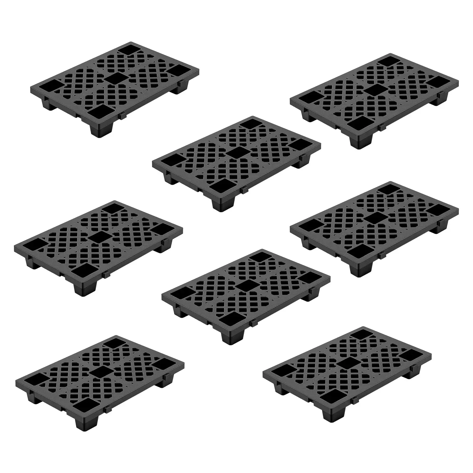 4 PCS Interlocking Plastic Pallets, Lightweight Floor Pallets with Breathable Grid, HDPE Heavy Duty Storage Pad for Garage, Warehouse, Basement