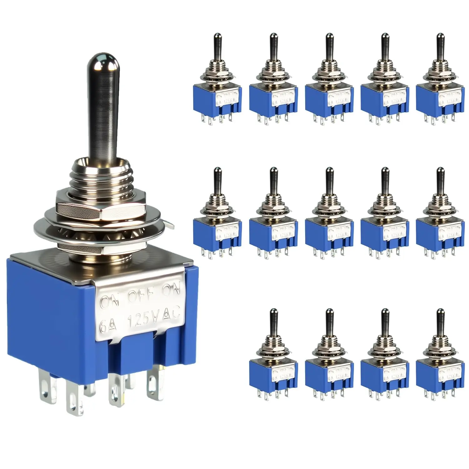 15 count SPST Mini Toggle  Miniature 6-Pin 3 Position /Off/  Rocker Switches 6A 125V MTS-203 (15pcs 6Pin /Off/)