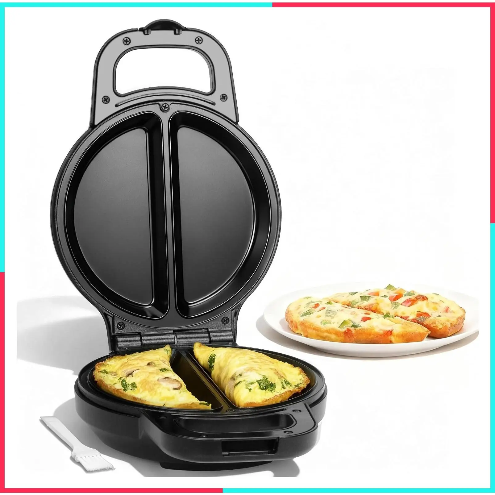Flip Omelette Maker Electric, Nonstick Omelette Pan for 2 Individual 6.5" Omelets, Cooking Gadgets for Home, Omelet Maker with Ceramic Coating, Graphite