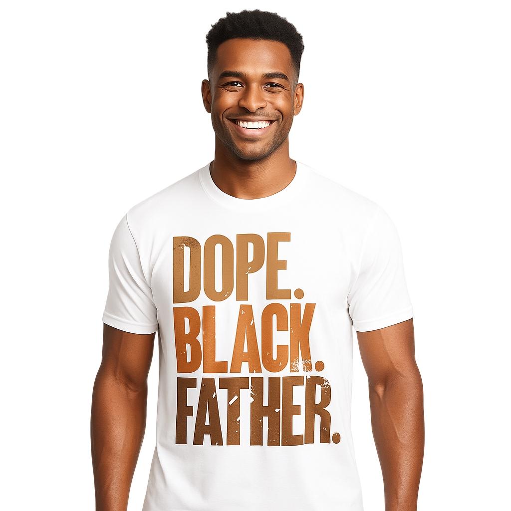 Men Gifts Black Dad Dope Black Father Fathers Day T-Shirt Cotton Crew Neck Short Sleeve Graphic Design for Casual Wear