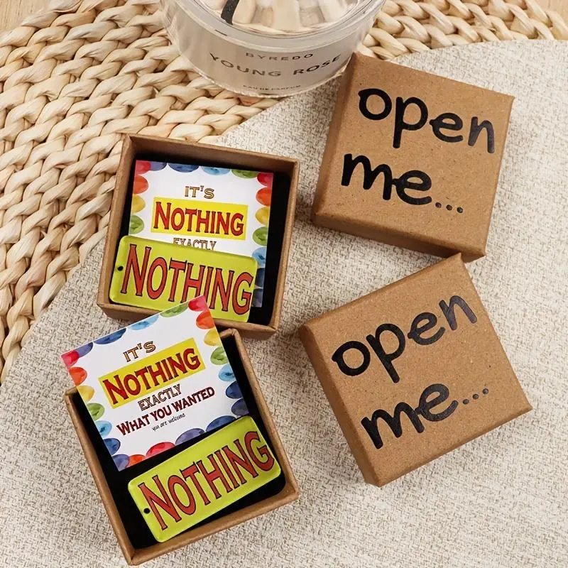 Funny "It's Nothing" Acrylic Keychain Prank, Mini Gag Gift Box with Colorful Cartoon Design, Perfect Christmas Stocking Stuffer & Party Favor