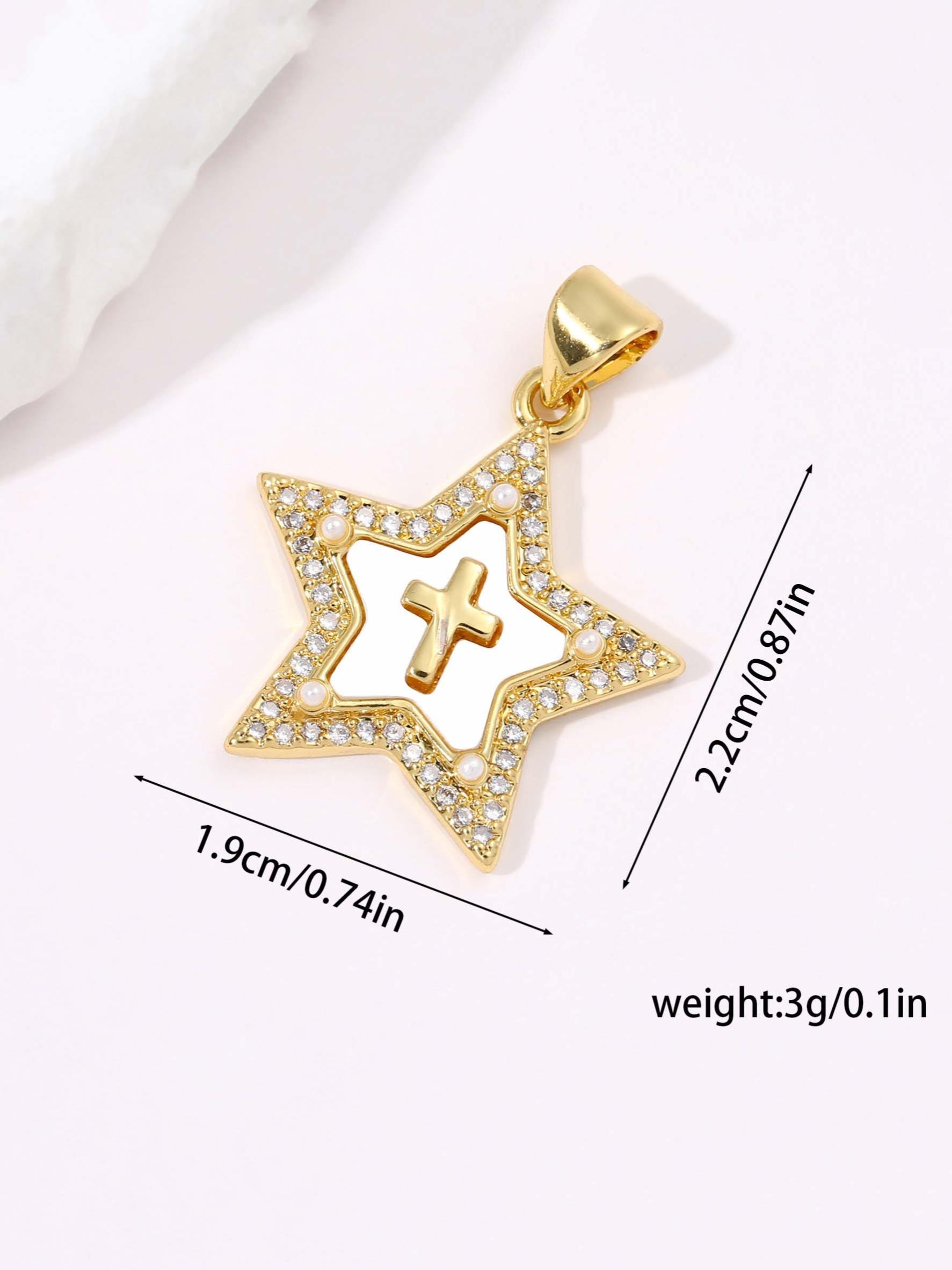 Rectangular Five-Pointed Star Necklace, Cross Necklace, Elegant Fashion Accessory for Summer, Inspirational Jewelry, Versatile for Casual and Perfect Gift, Jewelry Gifts
