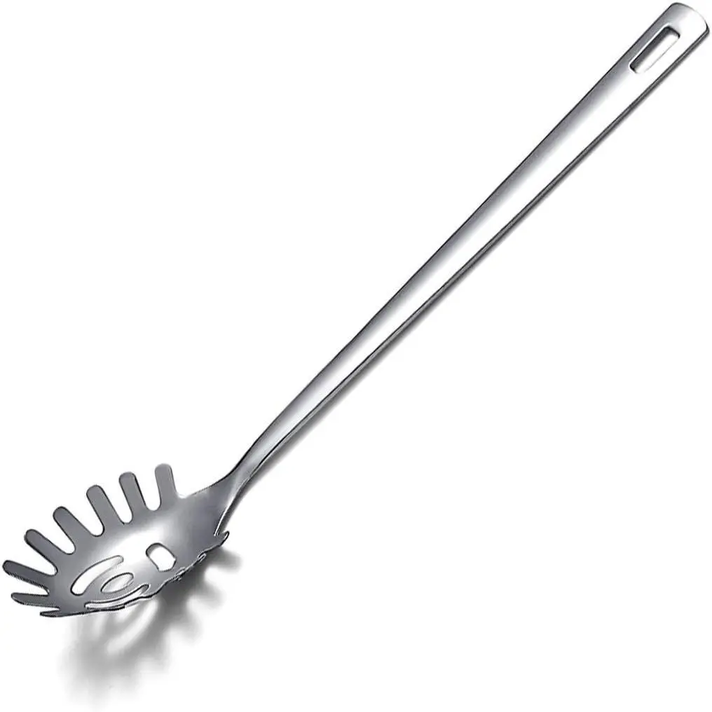 Spaghetti Spoon,  Pasta Server, Stainless Steel Pasta Spoon, Pasta Fork, Noddle Fork, Heat Resistant, Dishwasher Safe, Easy to Clean