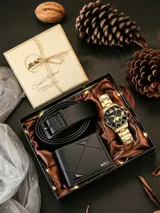 5pcs Men's Luxury Business Gift Set, Watch Belt Wallet Card, Perfect for Daily, Birthday, Father's Day, Valentine's Day, Christmas Gifts