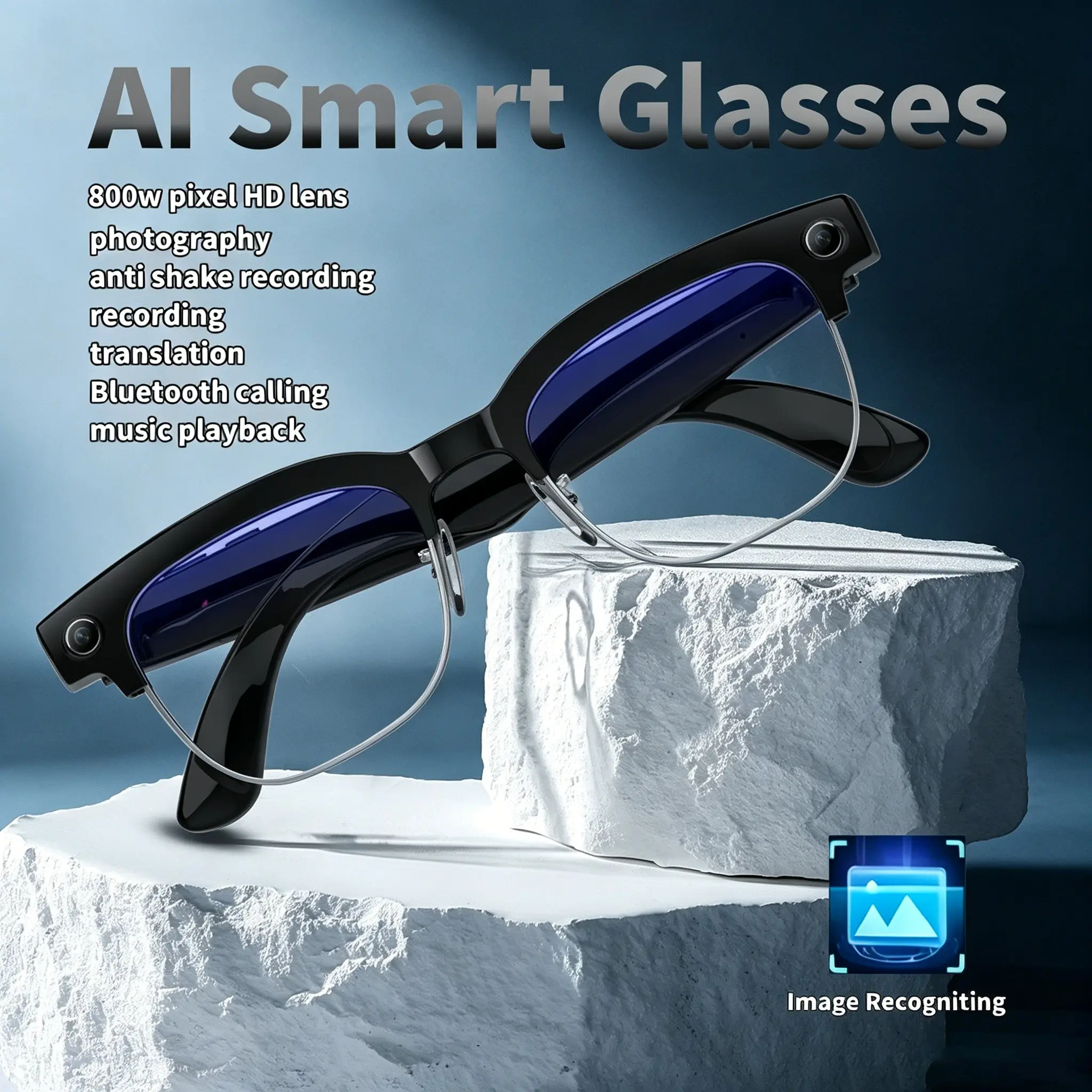 2026 New Smart Camera Glasses, W630 Photochromic Lenses, UV Protection, Touch Control, 8mp, Bluetooth-compatible, Vlogging, Unisex, Travel Gear