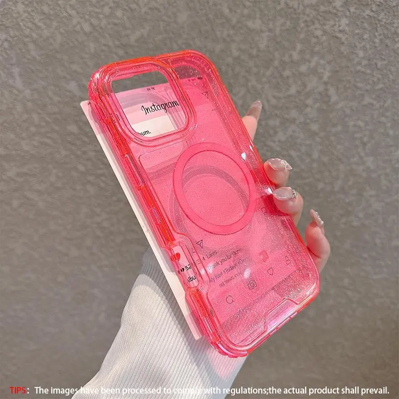 Suitable for MagSafe transparent phone case iPhone 17 16 15 14 13 Pro Max two-in-one glitter MagSafe Shockproof, anti-drop, Lightweight protective cover TPU Cover