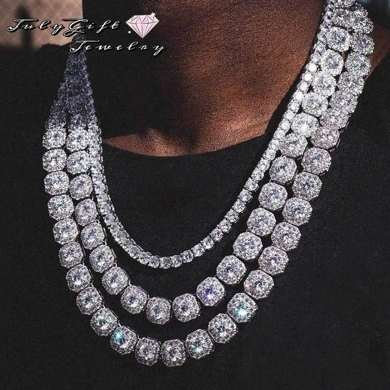12MM Iced Out Hip Hop Baguette Tennis Chains Necklaces for Men, Available in 16-24 Inches