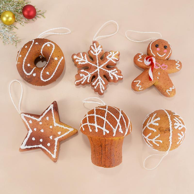 1/6Pcs Christmas Tree Hanging Ornaments Foam Ball Snowflake Gingerbread Man Pendant Christmas Decorations For Home New Year 2025