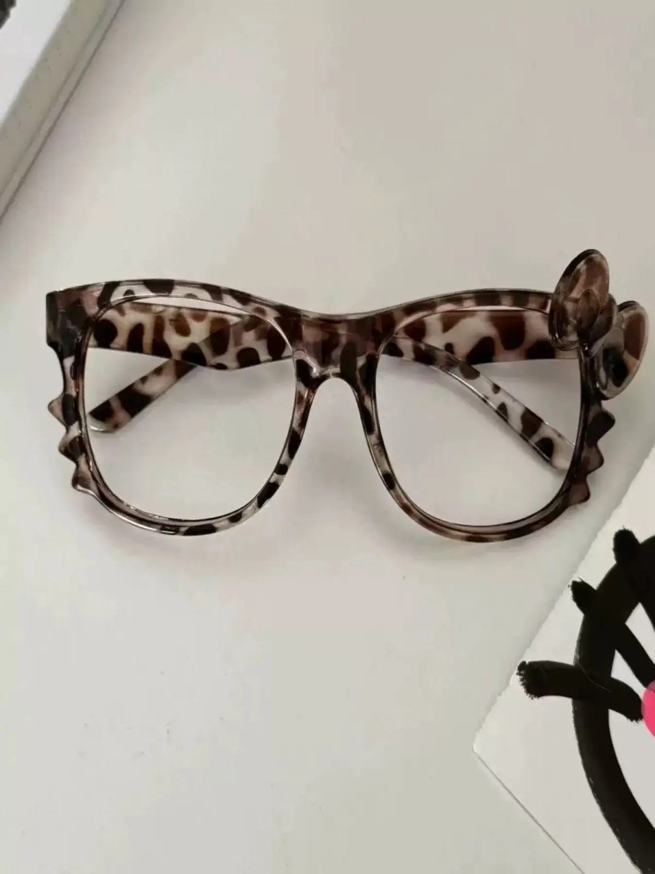 2 Pairs Kitty Cute Retro Leopard Glasses Frame, Y2K Style Unisex Design, Durable PC Material, All-Season Wearable Accessory
