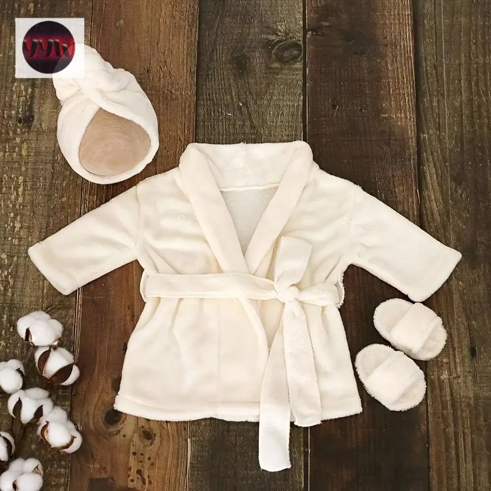 YYW1 Comfortable Cream Baby Bathrobe with Matching and Scarf - Newborn Photography Props, Boys and Girls, Soft Lycra, Cotton Ruched Sister Princess Peach Puffy Two-Piece Set, Toddler Girl Dress with Tulle Baby Clothing Sleepwear